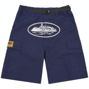 Corteiz Alcatraz Cargo Shorts in Navy