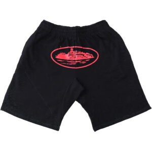 Corteiz Alcatraz Shorts in Black/Red